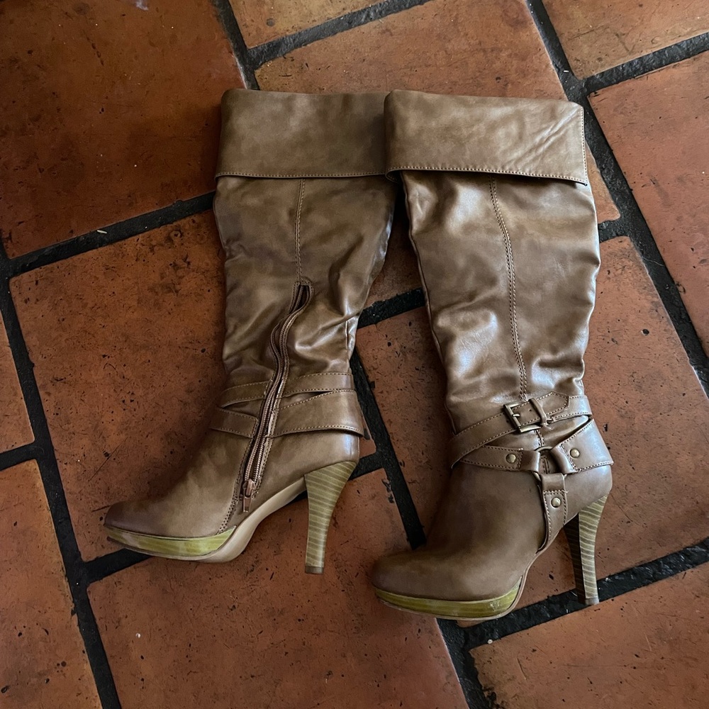 RAMPAGE Tan Knee Hi Boots